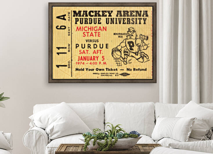 1974 Michigan State vs. Purdue Basketball Ticket Art by Row One Brand