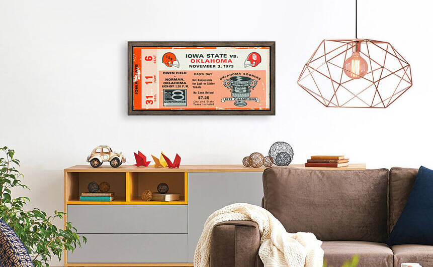1973 Oklahoma Sooners vs. Iowa State Football Ticket Art by Row One Brand