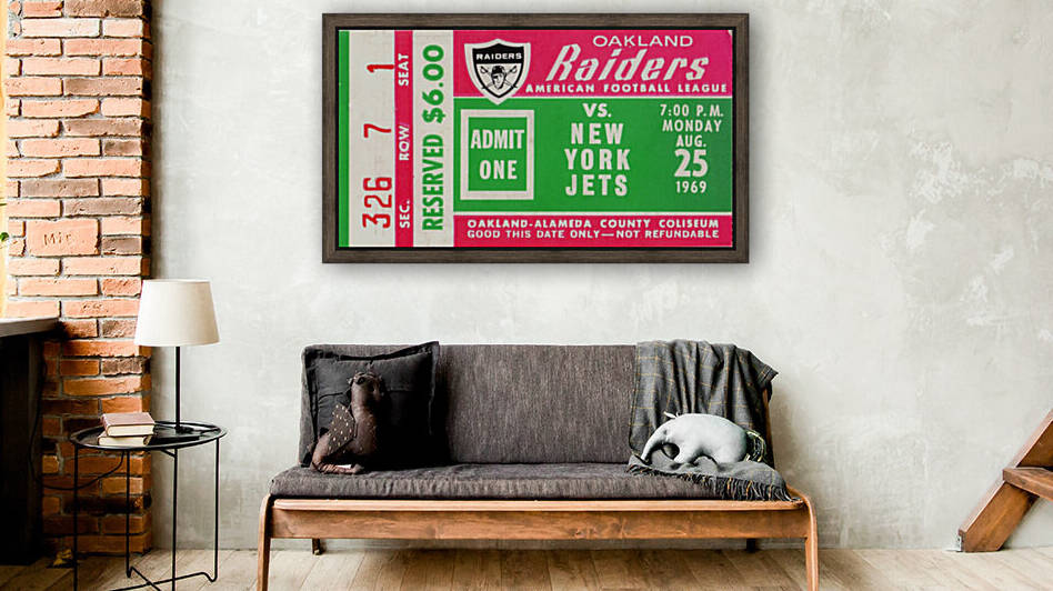 1969 New York Jets vs. Oakland Raiders Ticket Stub  by Row One Brand