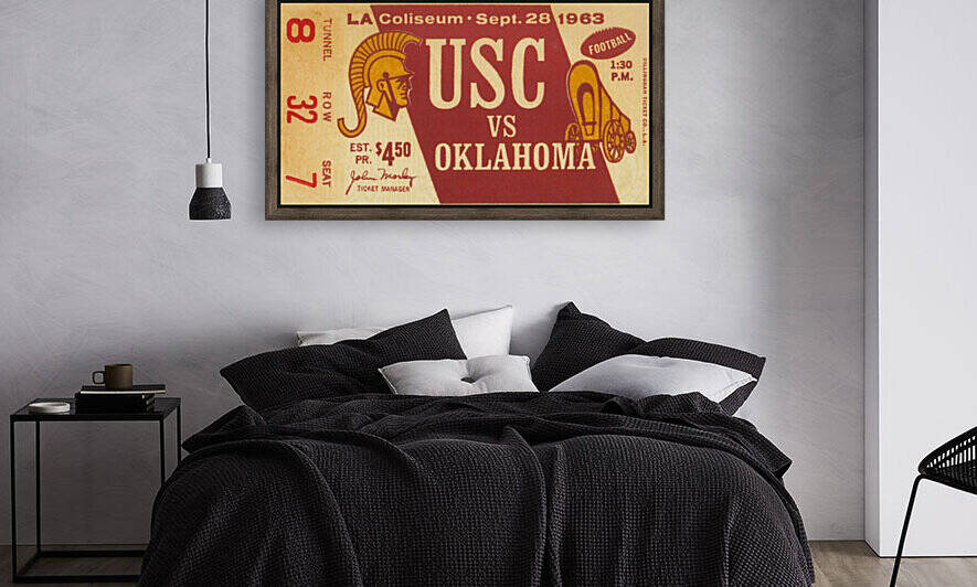 1963 Oklahoma Sooners vs. USC Trojans Football Ticket Art by Row One Brand