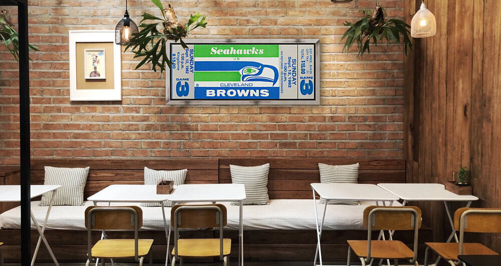 1982 Cleveland Browns vs. Seattle Seahawks Ticket Art by Row One Brand