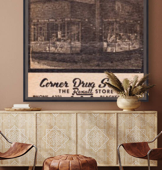 Vintage Rexall Drug Store Blacksburg Virginia Ad Poster by Row One Brand