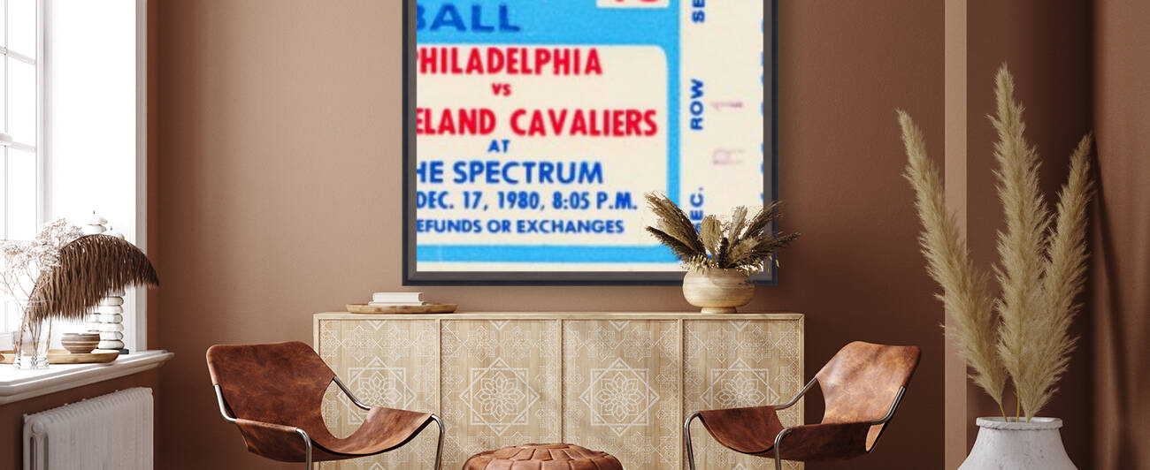1980 cleveland cavaliers philadelphia 76ers nba basketball ticket art by Row One Brand