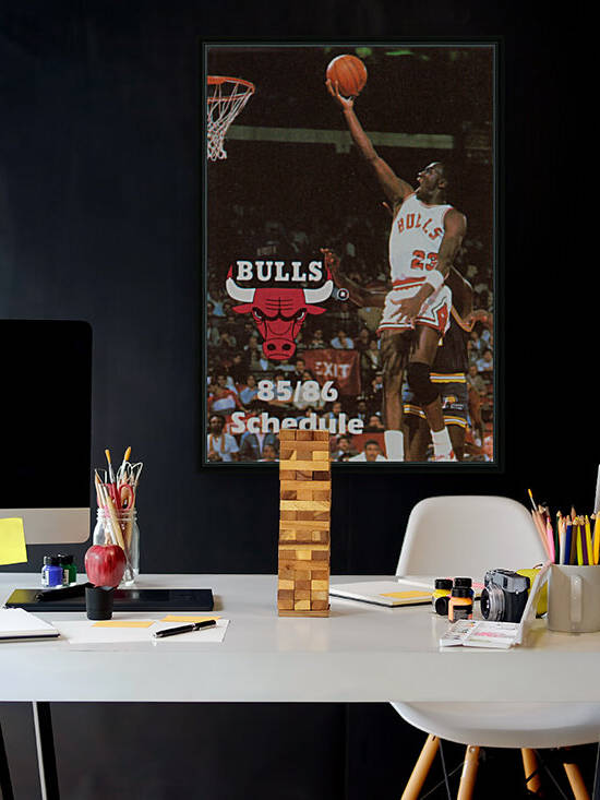 1985 Michael Jordan Chicago Bulls Pocket Schedule Wall Art  by Row One Brand
