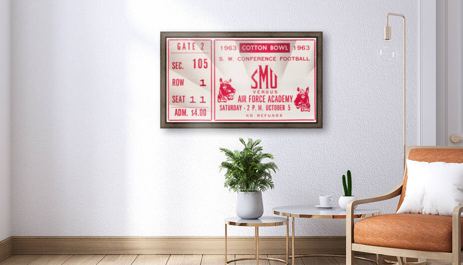 1963 Air Force vs. SMU Football Ticket Canvas by Row One Brand
