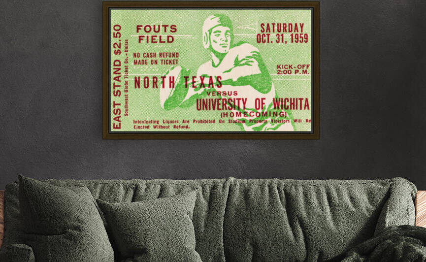 1959 Wichita vs. North Texas Eagles Ticket Stub Art by Row One Brand