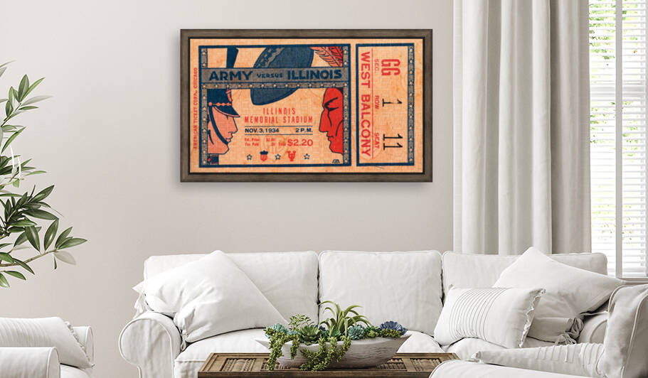 1934 Army vs. Illinois Football Ticket Stub by Row One Brand