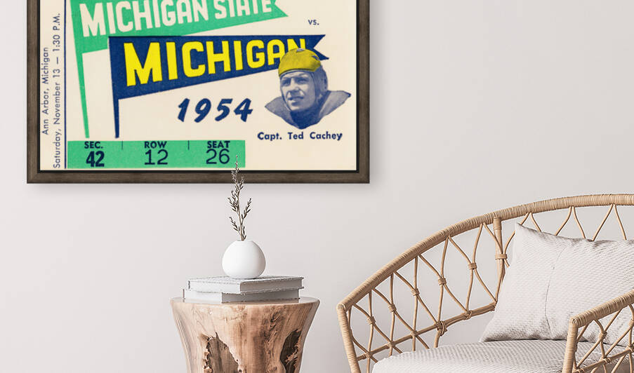 1954 Michigan State vs. Michigan Football Ticket Framed Print by Row One Brand