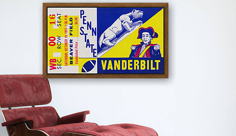 1957 Penn State vs. Vanderbilt Football Ticket Art by Row One Brand