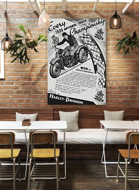 1935 Vintage Harley Davidson Ad Poster by Row One Brand