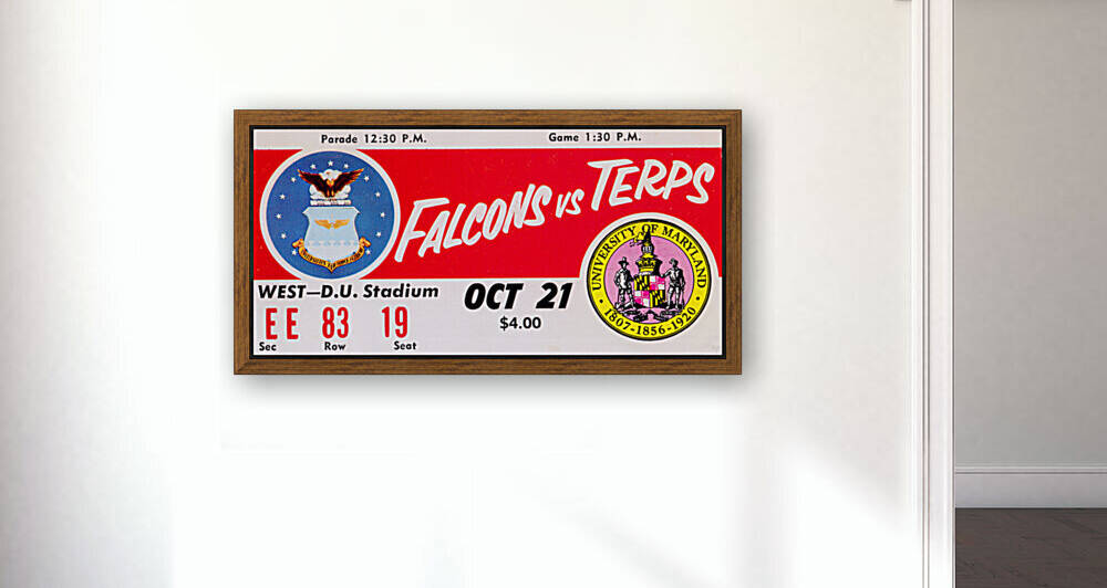 1961 Air Force vs. Maryland Terps Football Ticket Print by Row One Brand