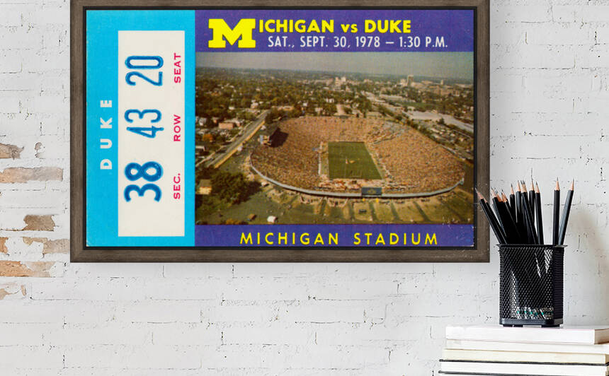 1978 Duke vs. Michigan Football Ticket Stub Print by Row One Brand