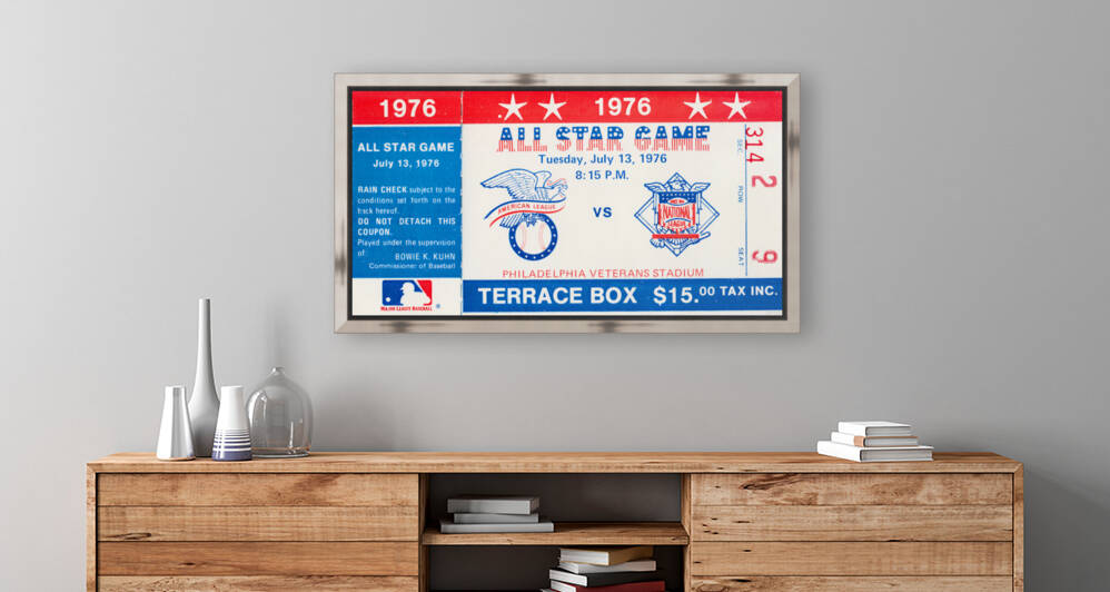 1976 MLB All-Star Baseball Game Ticket Canvas by Row One Brand