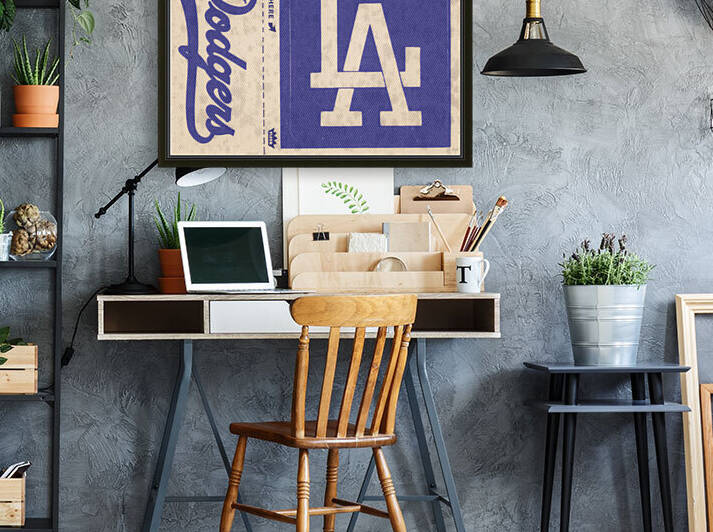 1969 LA Dodgers Fleer Decal Wood Print by Row One Brand