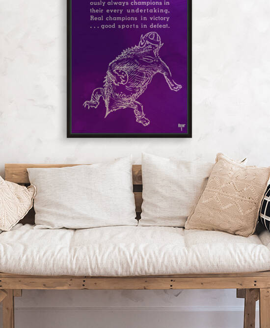 Vintage TCU Horned Frog Football Cartoon Art by Row One Brand