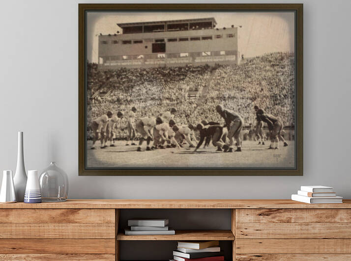 Vintage Lewis Field Oklahoma AM Football Art by Row One Brand