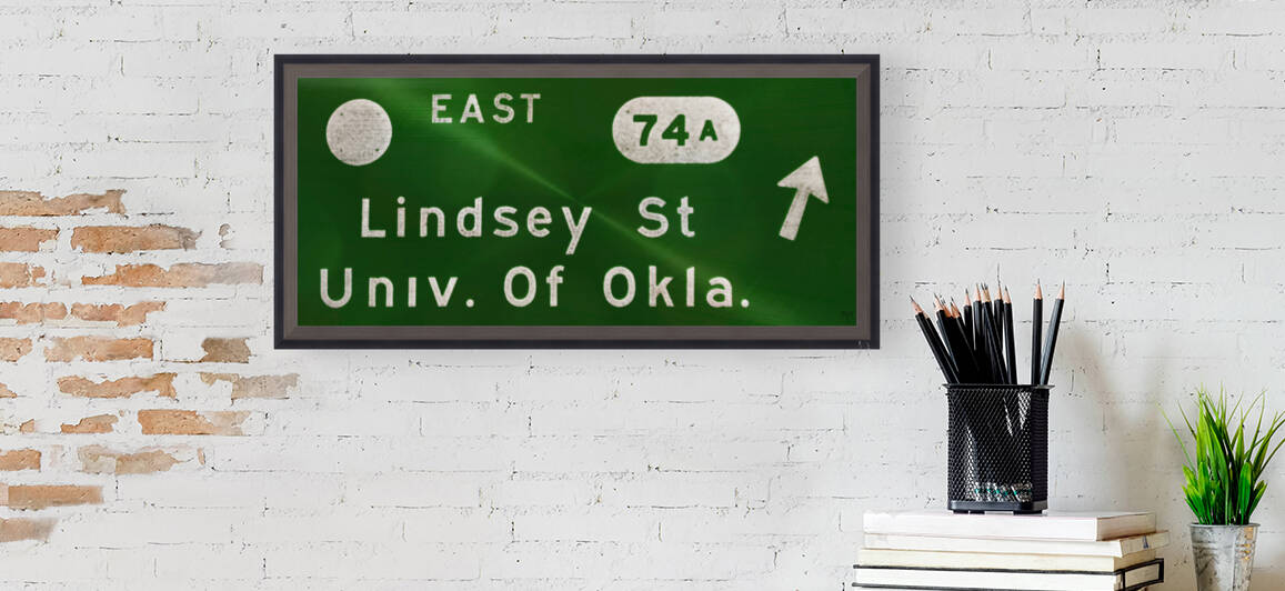 Retro Seventies Lindsey Street University of Oklahoma Sign by Row One Brand