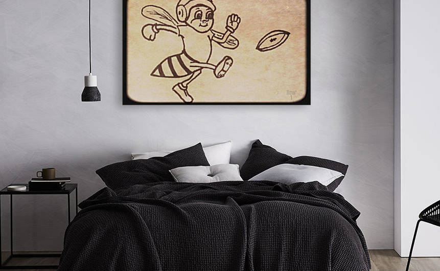 1954 Yellow Jacket Football Cartoon Art by Row One Brand