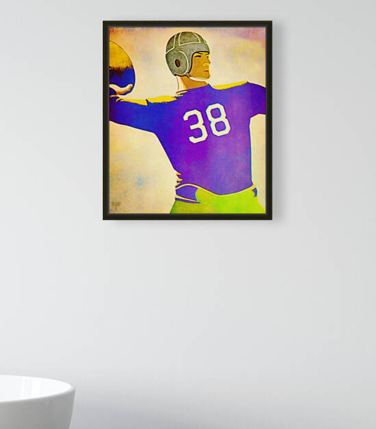 1938 Football Quarterback Art by Row One Brand