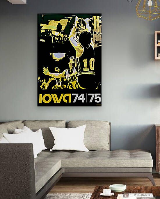 1974 Iowa Hawkeyes Basketball Art by Row One Brand