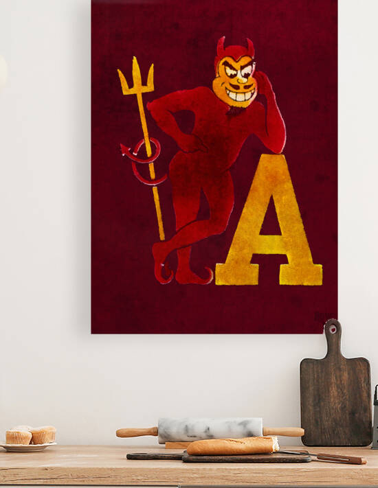 Vintage Arizona State Leaning Sun Devil Art by Row One Brand