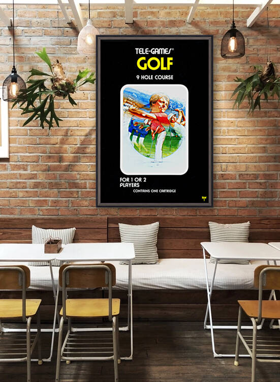 retro 80s golf video game art by Row One Brand
