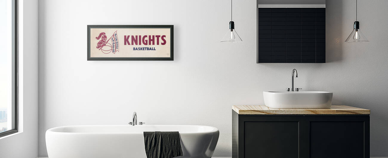 Retro FDU Knights Basketball Art by Row One Brand