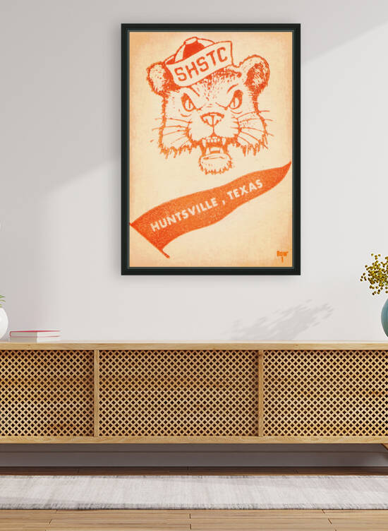 Vintage Sixties Sam Houston Bearkat Art by Row One Brand