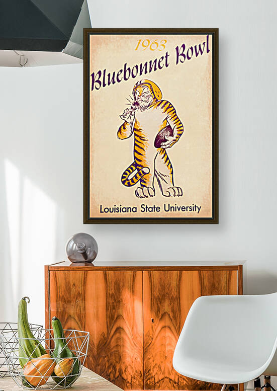 1963 Bluebonnet Bowl LSU Tiger Art by Row One Brand