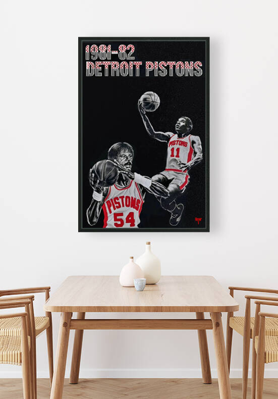 1981 Detroit Pistons Throwback Basketball Art by Row One Brand