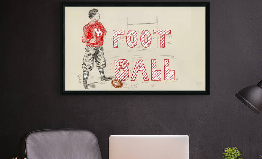 Early 1900s Wisconsin Badger Football Player Art by Row One Brand