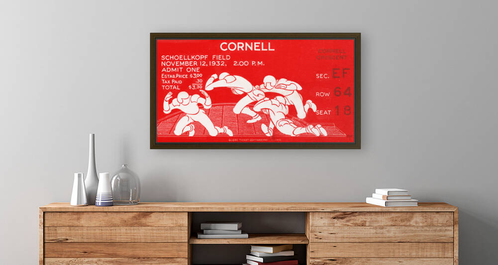 1932 Cornell Big Red Football Ticket Remix Art Print by Row One Brand