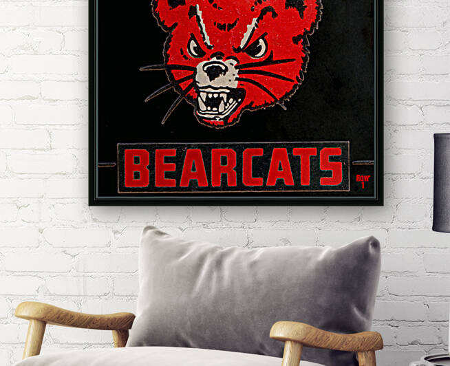 Throwback Cincinnati Bearcat Mascot Art by Row One Brand