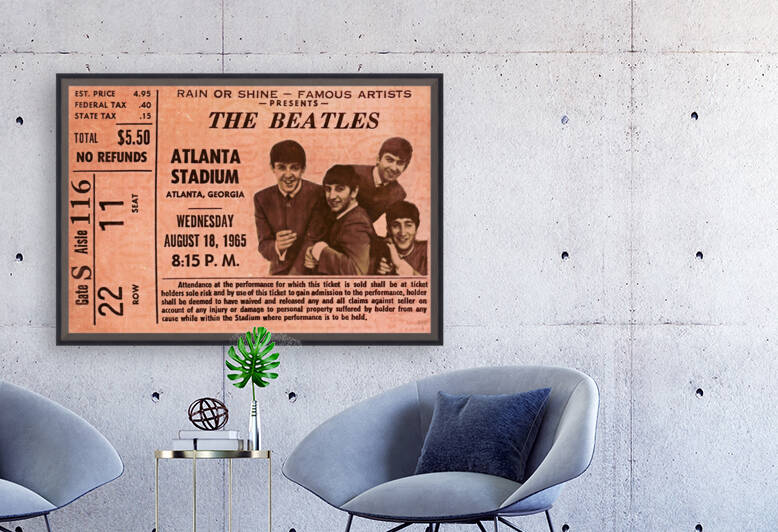 1965 Beatles Concert Ticket Stub Wall Art by Row One Brand