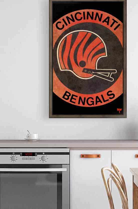 Vintage Cincinnati Bengals Helmet Art  by Row One Brand