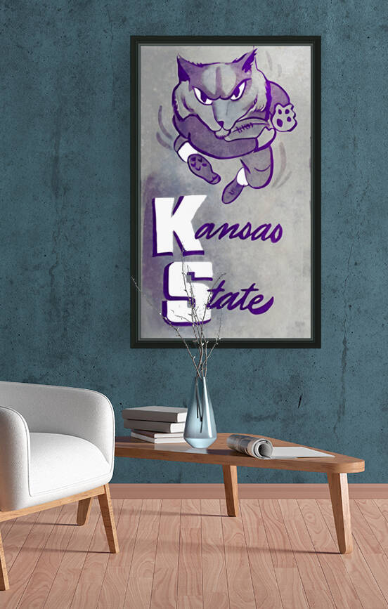 Vintage Kansas State Wildcat Football Art by Row One Brand