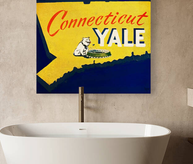 Vintage Yale Bulldog Connecticut Map Art by Row One Brand