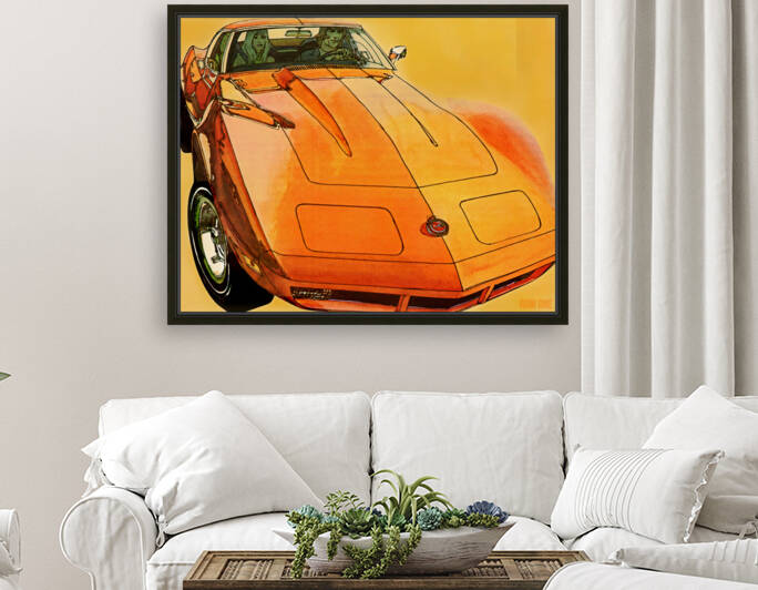 1974 Corvette Art Fathers Day Gifts for Car Lovers by Row One Brand