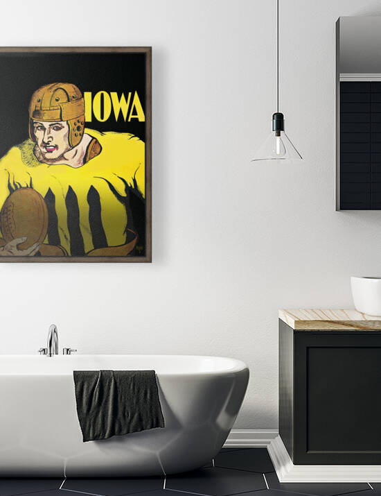 Vintage Iowa Football Player Art by Row One Brand