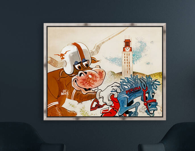Vintage Texas Longhorn Football Cartoon Art by Row One Brand