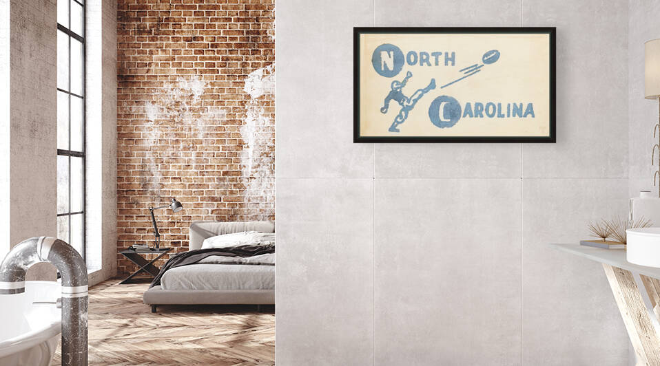 Vintage North Carolina Football Punt Art by Row One Brand