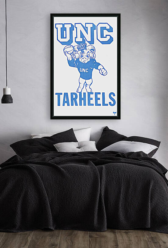 Throwback UNC Tar Heels Rameses Football Art by Row One Brand