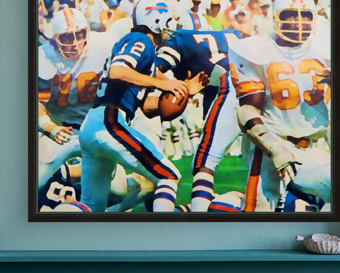 Tampa Bay Bucs vs. Buffalo Bills Throwback Art by Row One Brand