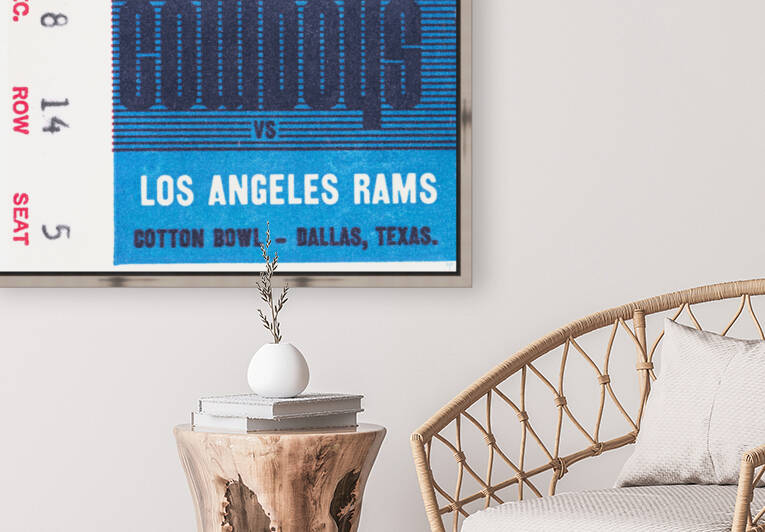 1967 Dallas Cowboys vs. LA Rams Ticket Art by Row One Brand