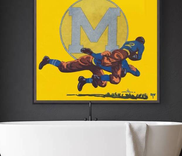 Vintage Michigan Football Art by James House Jr. by Row One Brand
