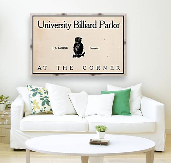 early 1900s university billiard parlor ad by Row One Brand