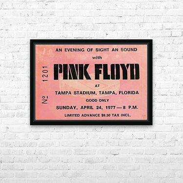 1977 Pink Floyd Concert Ticket Stub Art by Row One Brand Wall Art