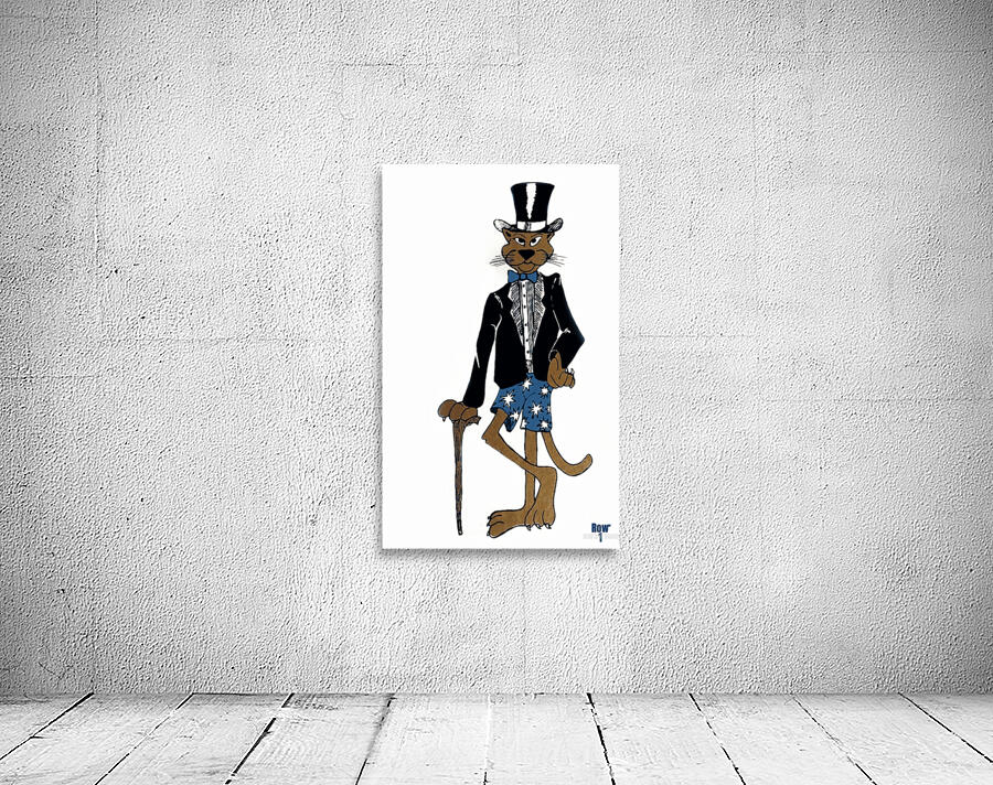 vintage cougar mascot top hat art Wall Preview