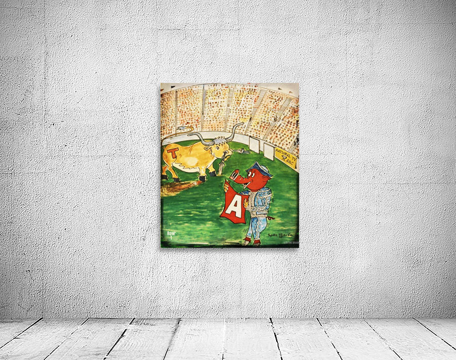 Arkansas Razorback Texas Longhorn Cartoon Art Wall Preview