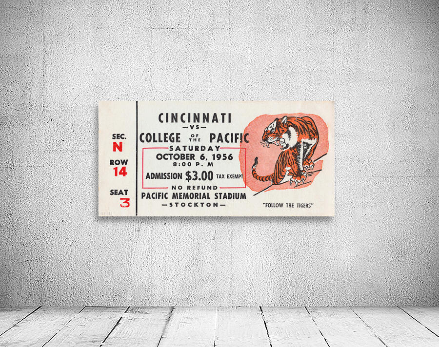 1956 Pacific vs. Cincinnati Football Ticket Art Wall Preview